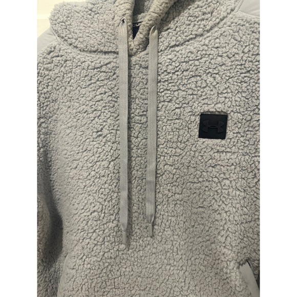 Under Armour Womens Hoodie XL Gray Sherpa Fleece Pullover Drawstring Cozy Warm - Picture 3 of 7